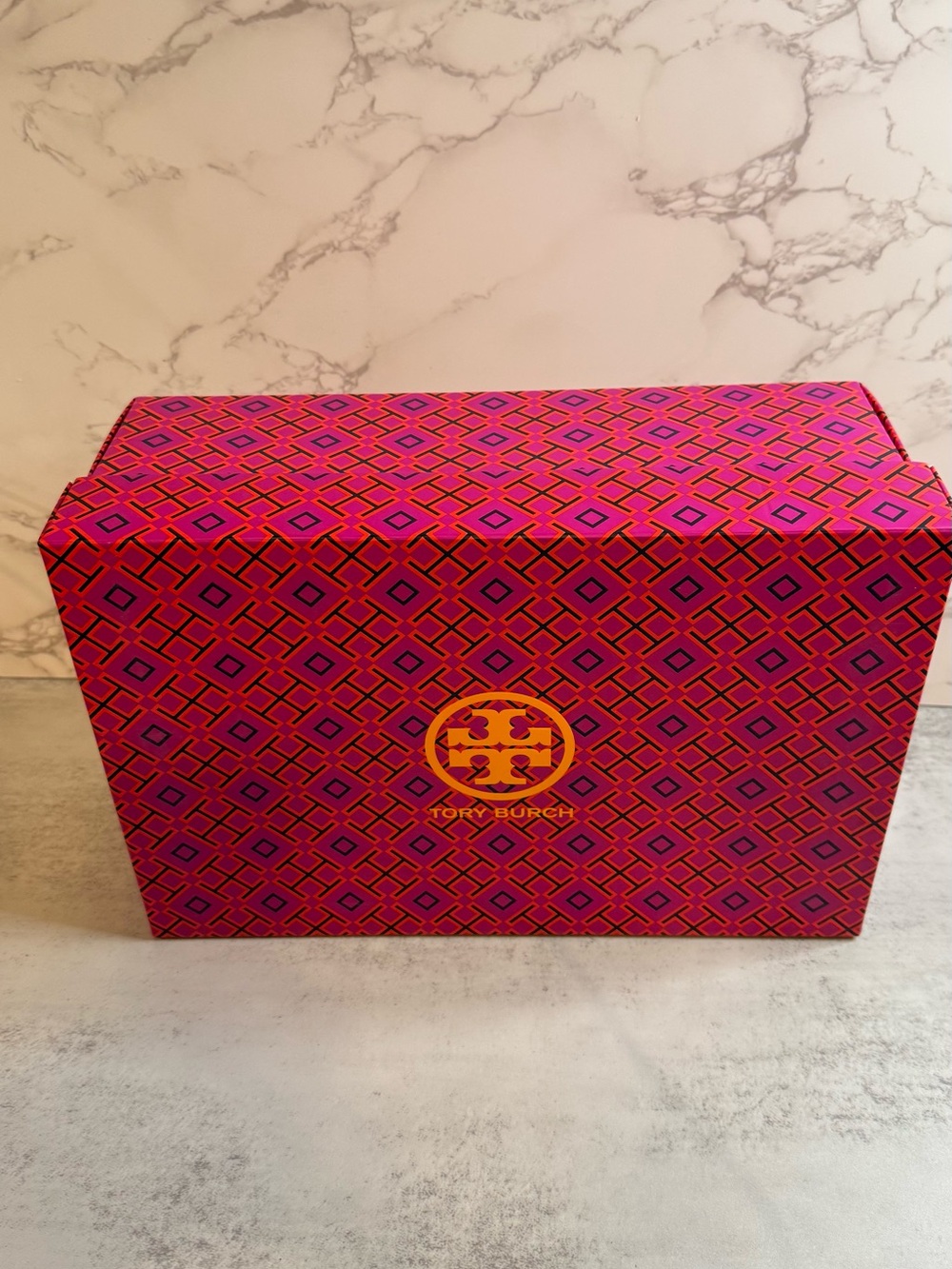 Tory Burch Fuchsia and Yellow Geometric Gift Box